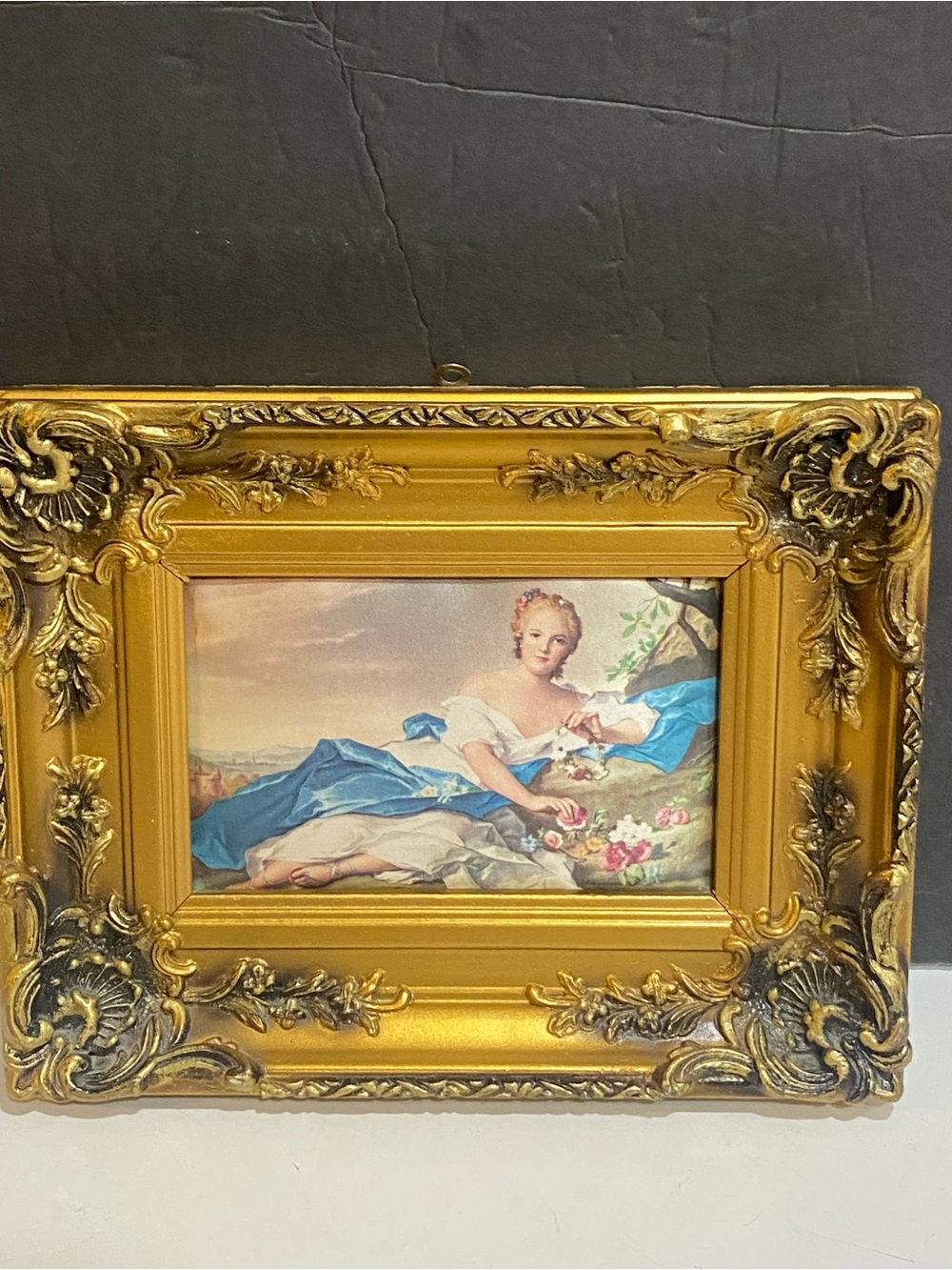 Vintage Italian Miniature Padded Silk Portrait Print